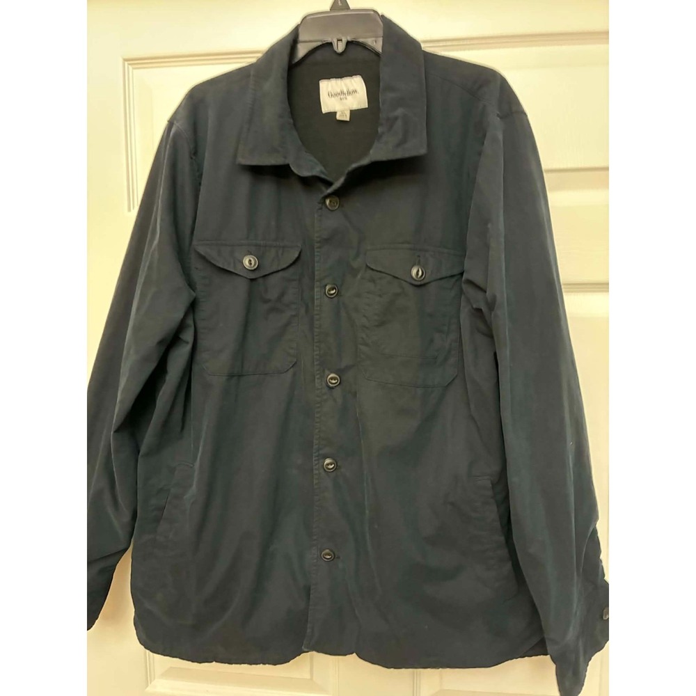 Goodfellow & Co Men's XL Black Button Front Jacket Shirt Coat Cotton Blend